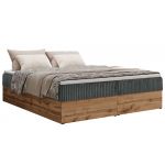 Łóżko kontynentalne - WOOD ZERO 200x200 - H3 - szary, sztruks - topper Visco