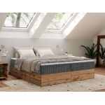 Łóżko kontynentalne - WOOD ZERO 180x200 - H4 - szary, sztruks - topper Visco