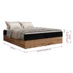 Łóżko kontynentalne - WOOD ZERO 160x200 - H3 - czarny, sztruks - topper Visco