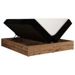 Łóżko kontynentalne - WOOD ZERO 140x200 - H4 - czarny, sztruks - topper Visco