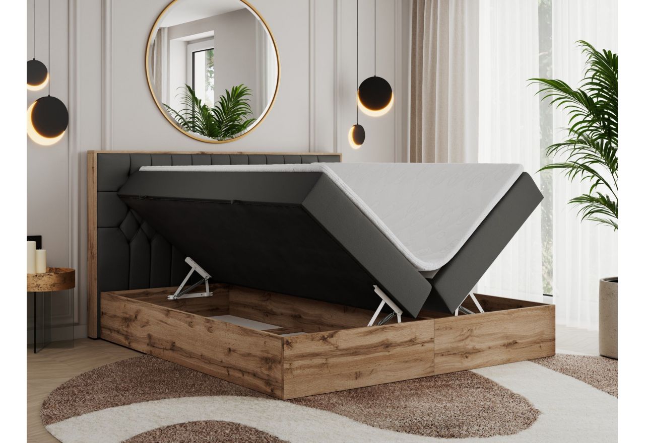 Łóżko kontynentalne AMORE 180x200 - Soft 20 - grafitowa ekoskóra - OUTLET