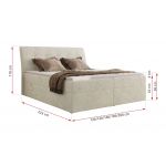 Łóżko kontynentalne - DAGOS 140x200 - H3 - kremowy, szenil grubo tkany - Topper T25