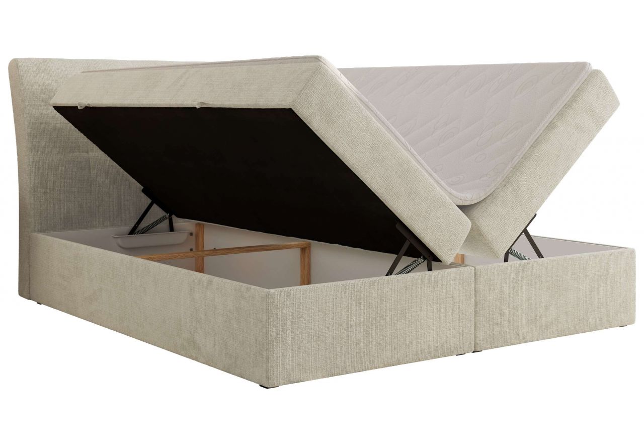 Łóżko kontynentalne - DAGOS 200x200 - H3 - kremowy, szenil grubo tkany - Topper T25