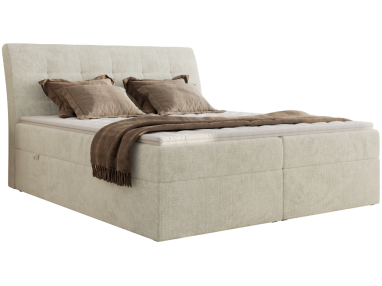 Łóżko kontynentalne - DAGOS 180x200 - H4 - kremowy, szenil grubo tkany - Topper T25