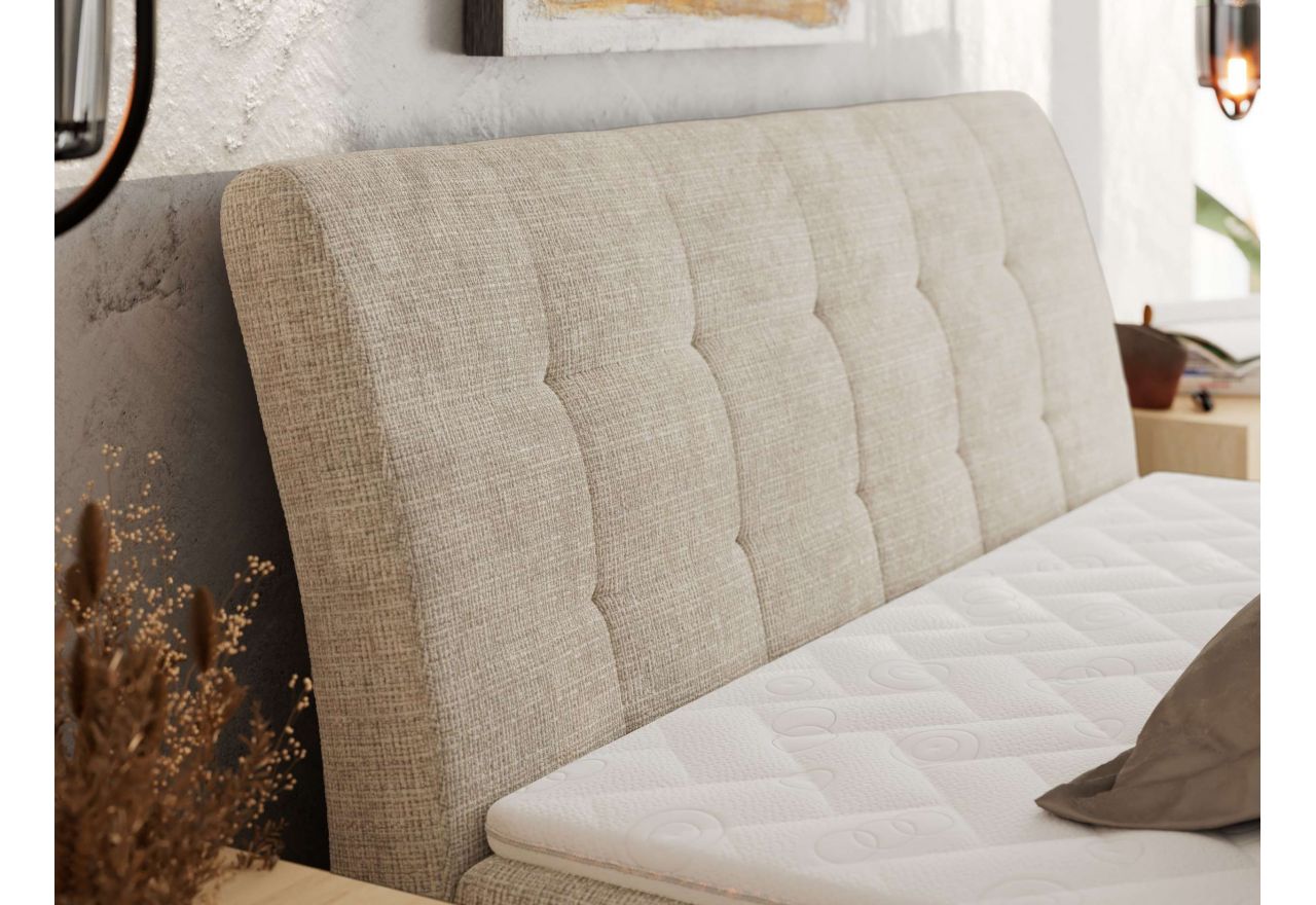 Łóżko kontynentalne - DAGOS 160x200 - H4 - beżowy, szenil grubo tkany - Topper T25