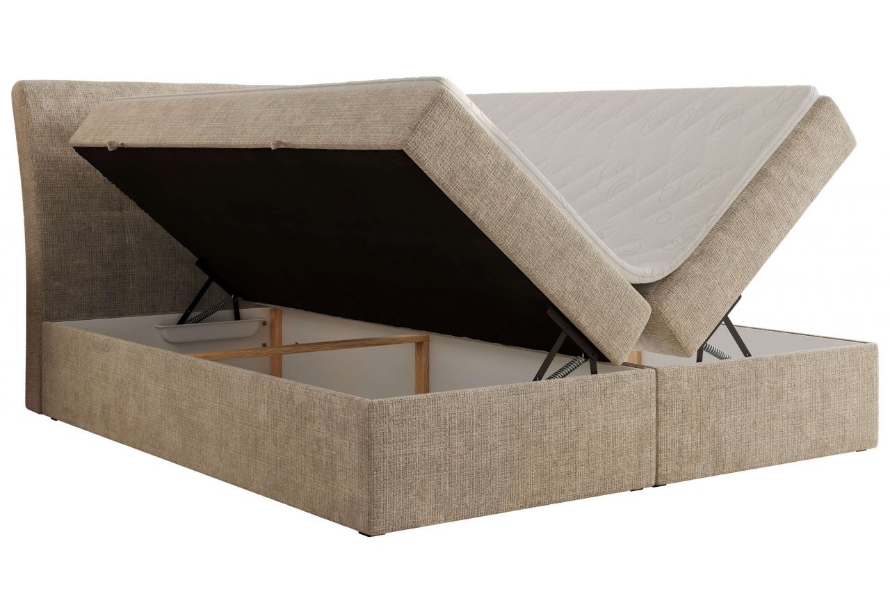 Łóżko kontynentalne - DAGOS 160x200 - H4 - beżowy, szenil grubo tkany - Topper T25