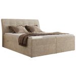 Łóżko kontynentalne - DAGOS 200x200 - H4 - beżowy, szenil grubo tkany - Topper T25