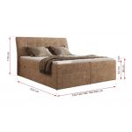 Łóżko kontynentalne - DAGOS 120x200 - H3 - jasnobrązowy, szenil grubo tkany - Topper T25