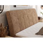 Łóżko kontynentalne - DAGOS 140x200 - H3 - jasnobrązowy, szenil grubo tkany - Topper T25