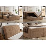 Łóżko kontynentalne - DAGOS 160x200 - H3 - jasnobrązowy, szenil grubo tkany - Topper T25