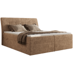 Łóżko kontynentalne - DAGOS 180x200 - H3 - jasnobrązowy, szenil grubo tkany - Topper T25