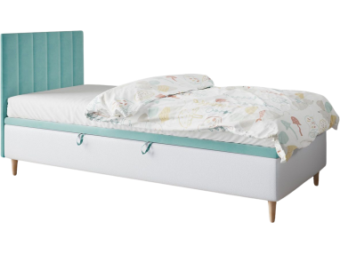 Stylowe pojedyncze łóżko kontynentalne z pojemnym schowkiem na pościel do pokoju - NELA 1 Magic Velvet 2227 / Madryt 920