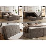 Łóżko kontynentalne - DAGOS 200x200 - H3 - brązowy, szenil grubo tkany - Topper T25