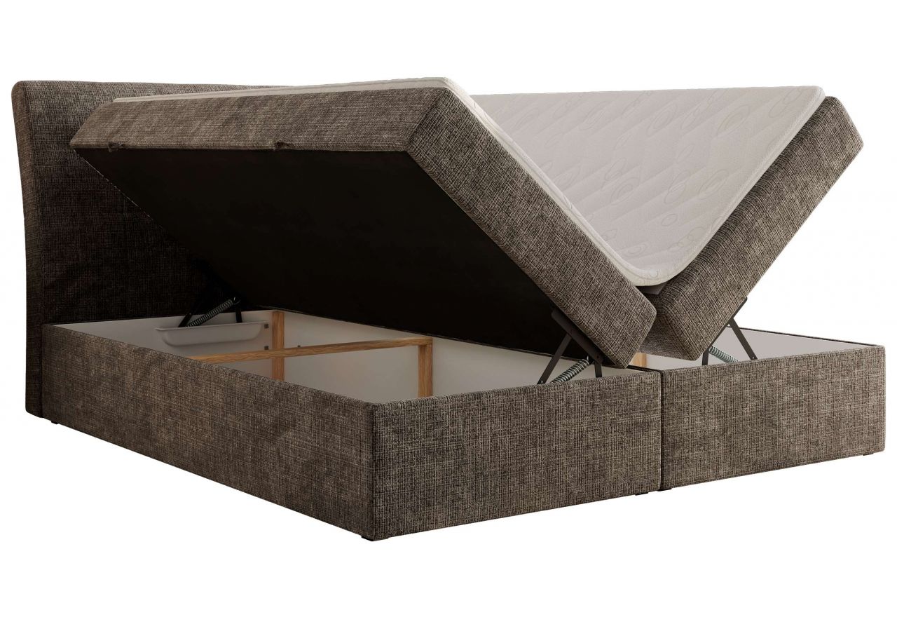 Łóżko kontynentalne - DAGOS 160x200 - H4 - brązowy, szenil grubo tkany - Topper T25