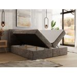 Łóżko kontynentalne - DAGOS 200x200 - H4 - brązowy, szenil grubo tkany - Topper T25