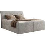 Łóżko kontynentalne - DAGOS 200x200 - H3 - jasnoszary, szenil grubo tkany - Topper T25