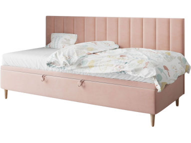 Pojedyncze, praktyczne łóżko z pojemnikiem na pościel dla nastolatki do pokoju - NELA 2 Magic Velvet 2253