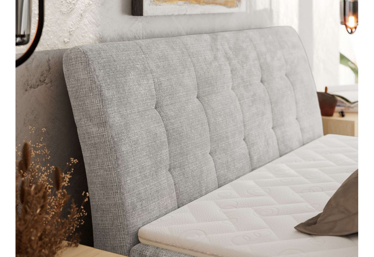 Łóżko kontynentalne - DAGOS 180x200 - H4 - jasnoszary, szenil grubo tkany - Topper T25