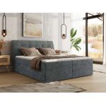 Łóżko kontynentalne - DAGOS 180x200 - H3 - ciemnoszary, szenil grubo tkany - Topper T25