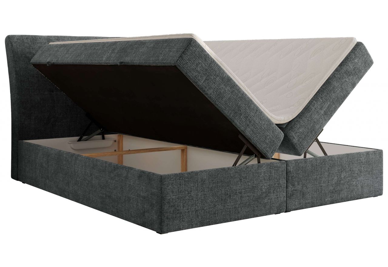 Łóżko kontynentalne - DAGOS 180x200 - H3 - ciemnoszary, szenil grubo tkany - Topper T25