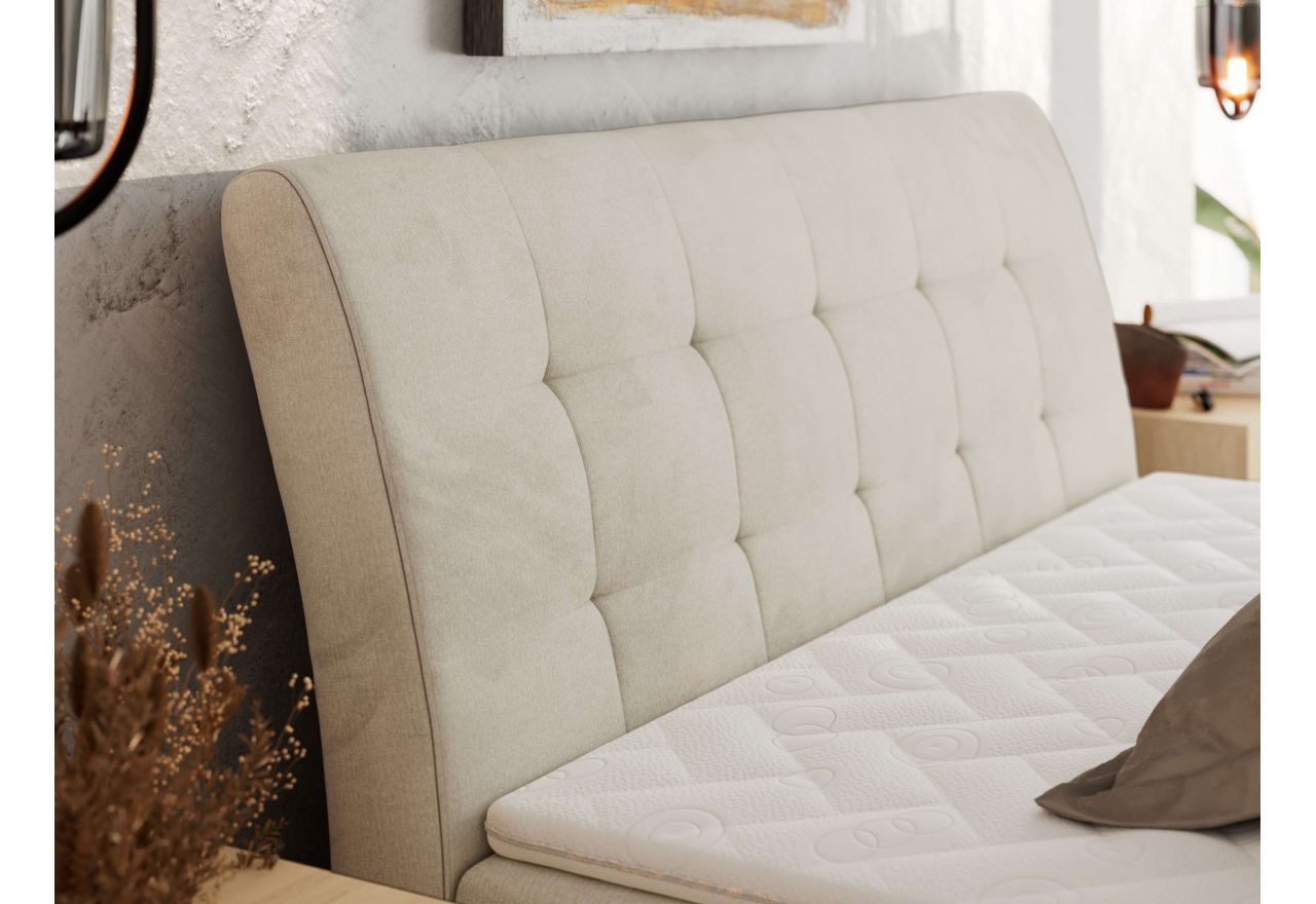 Łóżko kontynentalne - DAGOS 200x200 - H4 - beżowy, welwet - Topper T25