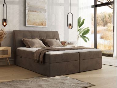 Łóżko kontynentalne - DAGOS 120x200 - H3 - brązowy, welwet - Topper T25