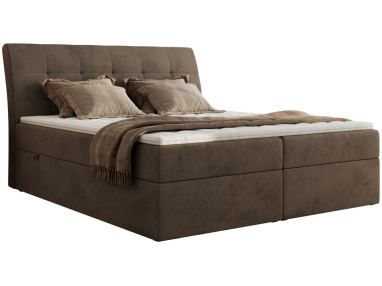 Łóżko kontynentalne - DAGOS 160x200 - H3 - brązowy, welwet - Topper T25