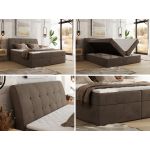 Łóżko kontynentalne - DAGOS 200x200 - H3 - brązowy, welwet - Topper T25