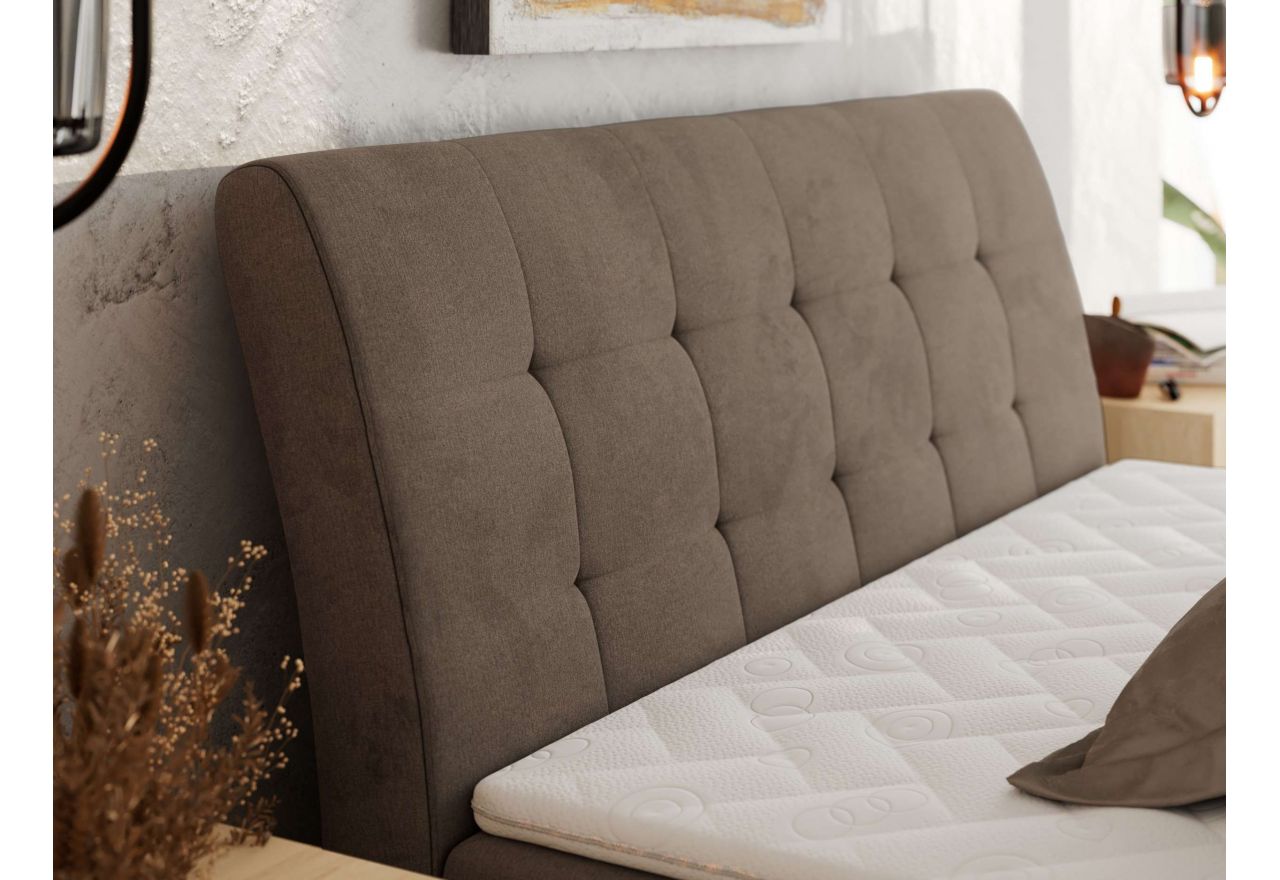 Łóżko kontynentalne - DAGOS 140x200 - H4 - brązowy, welwet - Topper T25