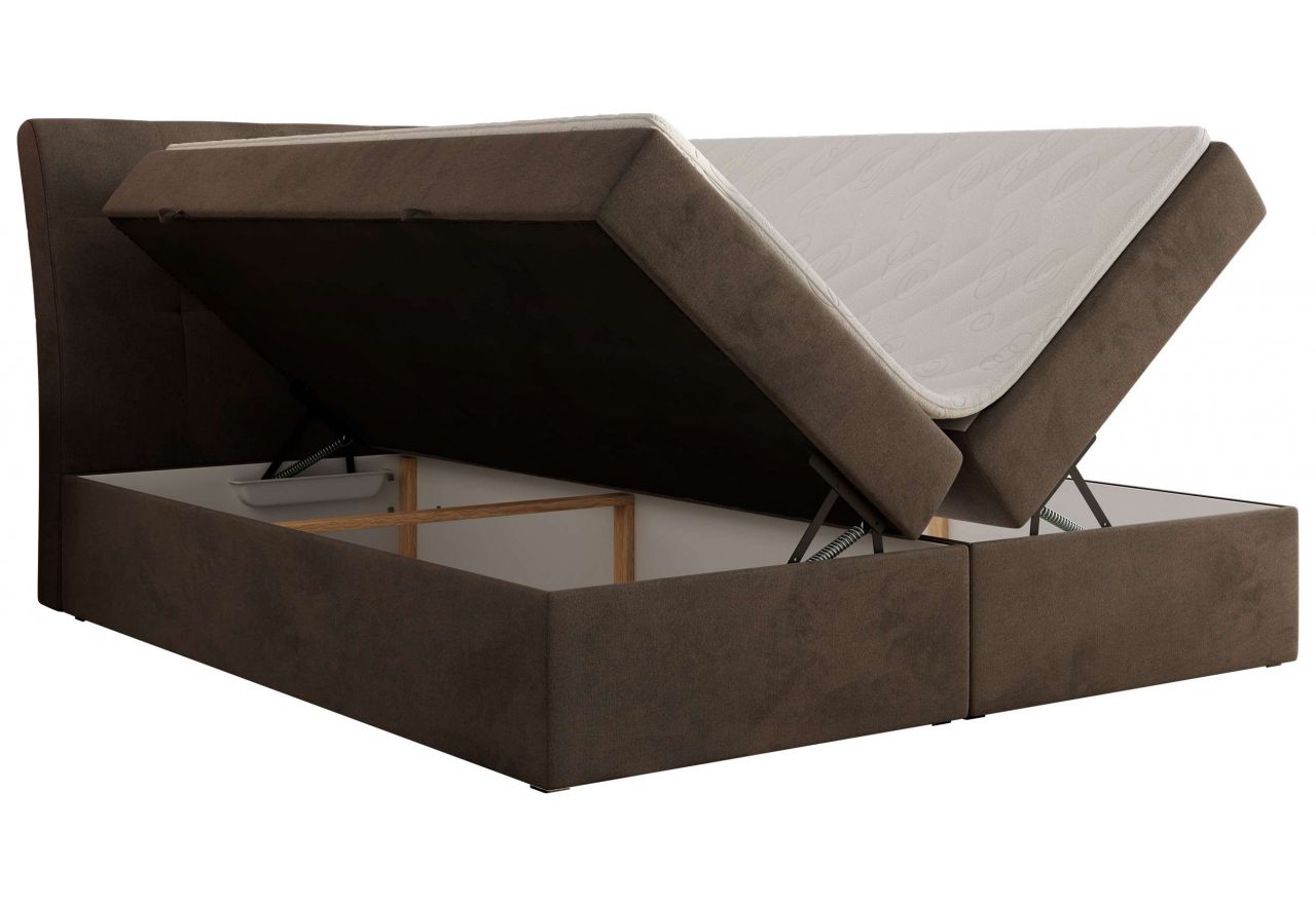 Łóżko kontynentalne - DAGOS 160x200 - H4 - brązowy, welwet - Topper T25