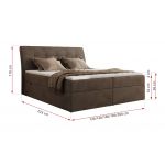 Łóżko kontynentalne - DAGOS 200x200 - H4 - brązowy, welwet - Topper T25