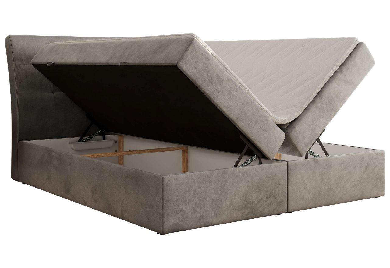 Łóżko kontynentalne - DAGOS 140x200 - H3 - jasnoszary, welwet - Topper T25