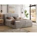 Łóżko kontynentalne - DAGOS 160x200 - H3 - jasnoszary, welwet - Topper T25