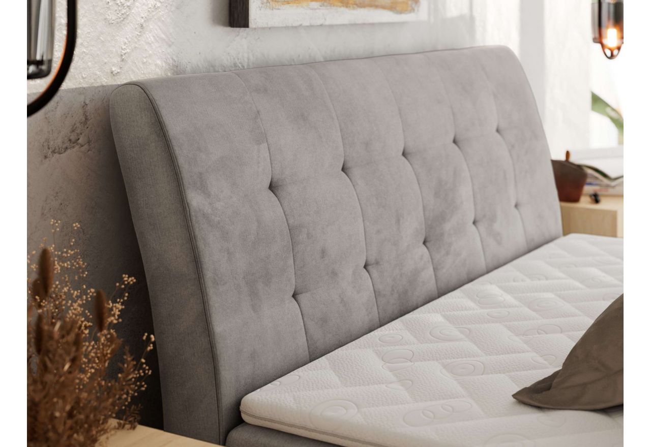 Łóżko kontynentalne - DAGOS 180x200 - H3 - jasnoszary, welwet - Topper T25