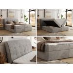 Łóżko kontynentalne - DAGOS 200x200 - H4 - jasnoszary, welwet - Topper T25