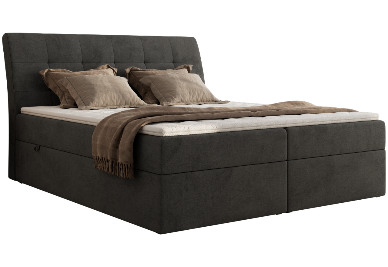 Łóżko kontynentalne - DAGOS 120x200 - H3 - ciemnoszary, welwet - Topper T25