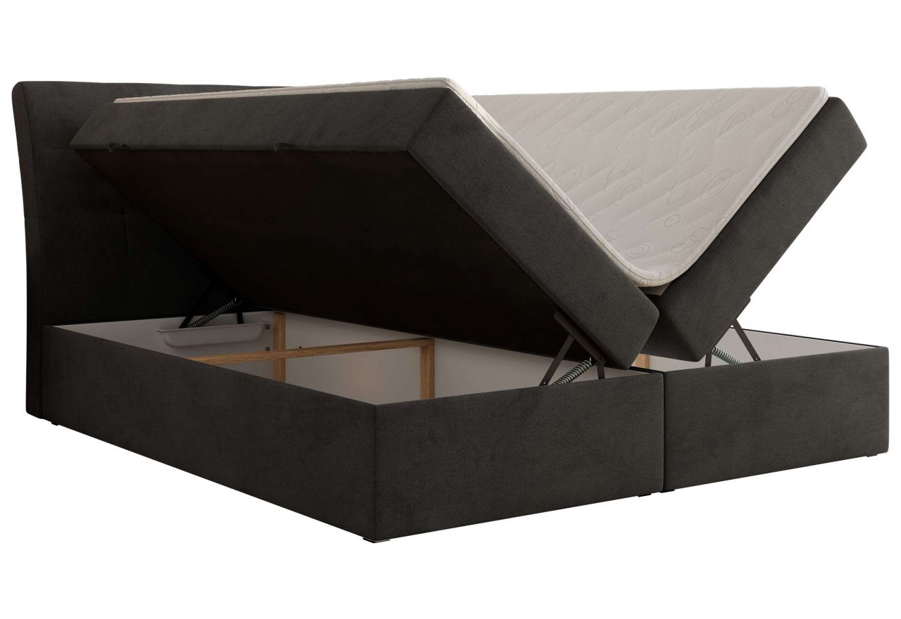 Łóżko kontynentalne - DAGOS 180x200 - H3 - ciemnoszary, welwet - Topper T25