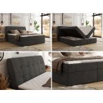 Łóżko kontynentalne - DAGOS 120x200 - H4 - ciemnoszary, welwet - Topper T25