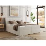 Łóżko kontynentalne - DAGOS 180x200 - H3 - kremowy, szenil gładki - Topper T25