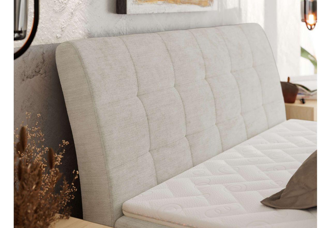 Łóżko kontynentalne - DAGOS 200x200 - H4 - kremowy, szenil gładki - Topper T25