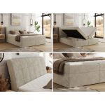 Łóżko kontynentalne - DAGOS 120x200 - H3 - beżowy, szenil gładki - Topper T25