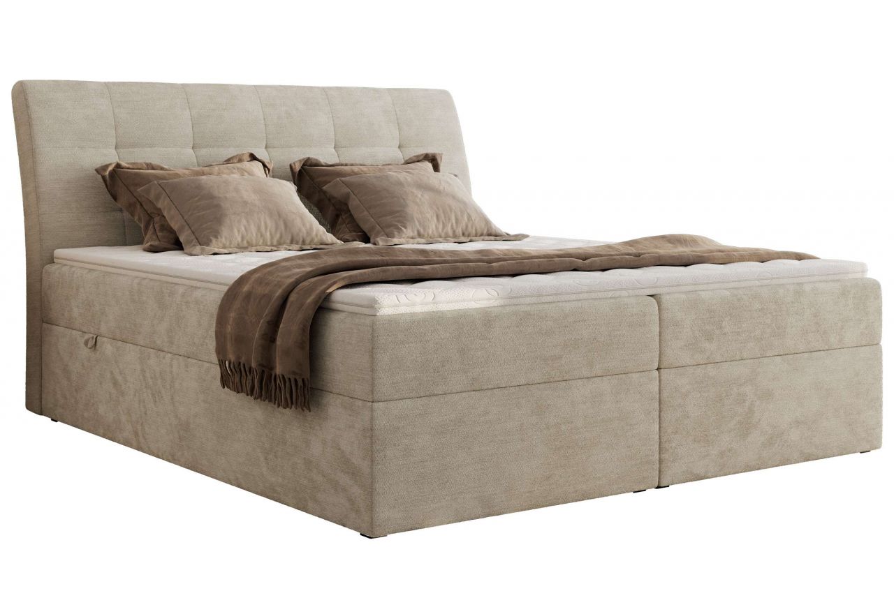 Łóżko kontynentalne - DAGOS 140x200 - H3 - beżowy, szenil gładki - Topper T25