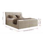 Łóżko kontynentalne - DAGOS 140x200 - H3 - beżowy, szenil gładki - Topper T25