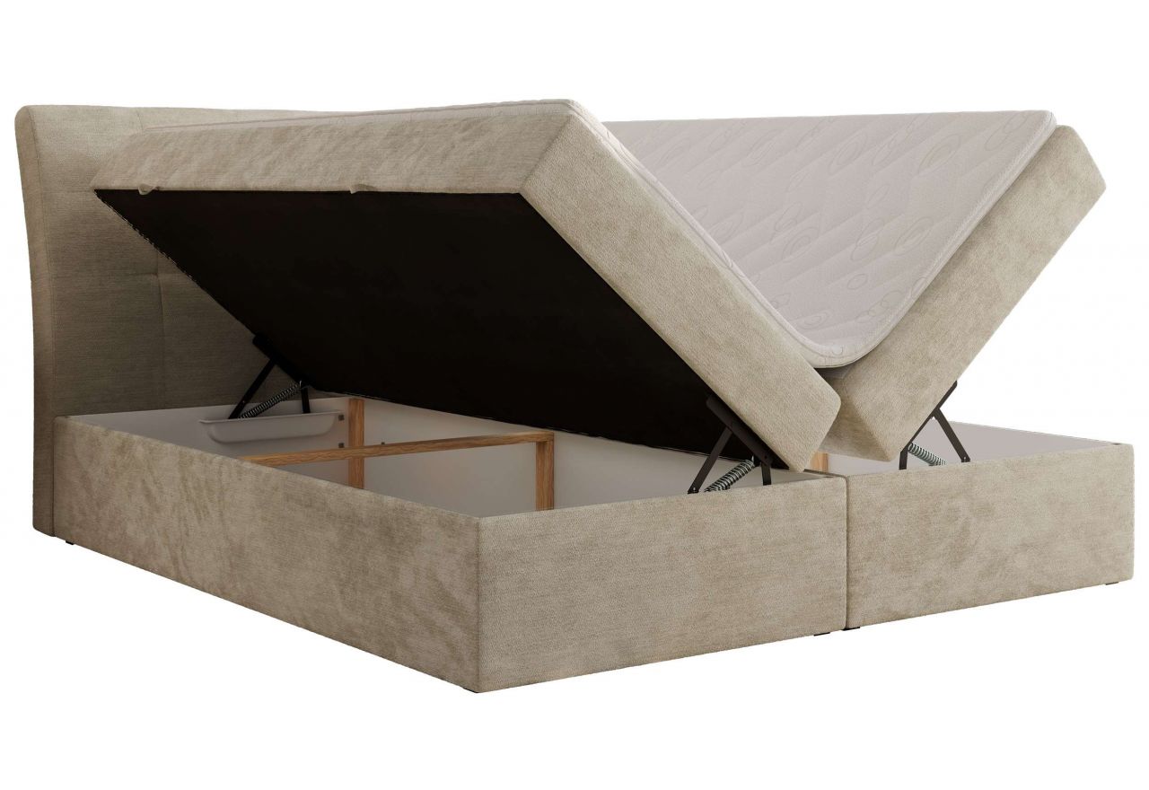 Łóżko kontynentalne - DAGOS 200x200 - H3 - beżowy, szenil gładki - Topper T25