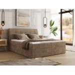 Łóżko kontynentalne - DAGOS 160x200 - H4 - brązowy, szenil gładki - Topper T25