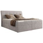 Łóżko kontynentalne - DAGOS 180x200 - H3 - jasnoszary, szenil gładki - Topper T25