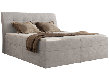 Łóżko kontynentalne - DAGOS 140x200 - H4 - jasnoszary, szenil gładki - Topper T25