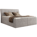 Łóżko kontynentalne - DAGOS 140x200 - H4 - jasnoszary, szenil gładki - Topper T25