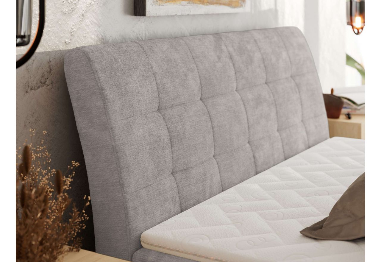 Łóżko kontynentalne - DAGOS 140x200 - H4 - jasnoszary, szenil gładki - Topper T25