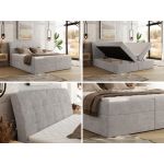 Łóżko kontynentalne - DAGOS 160x200 - H4 - jasnoszary, szenil gładki - Topper T25